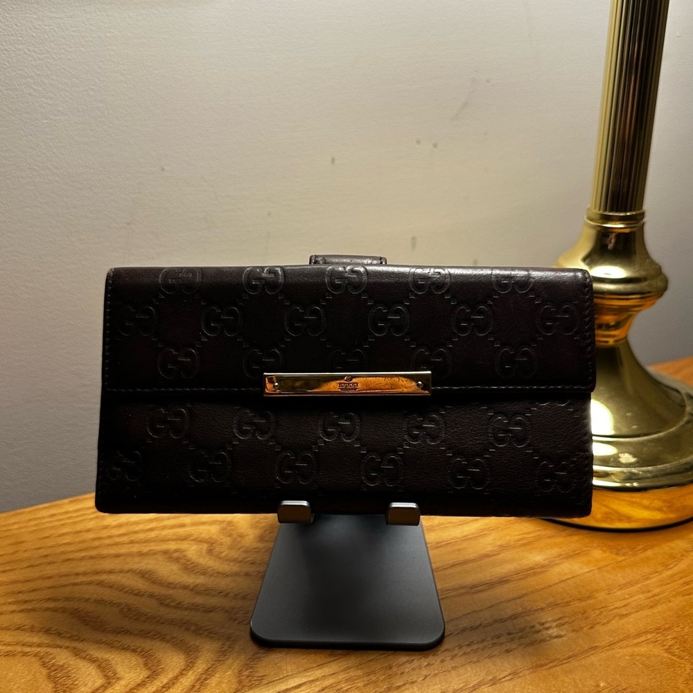 Gucci Chocolate Brown GG Long Wallet. EUC.
